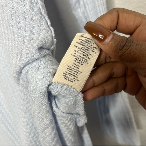 Free People Women‎ Waffle Knit Top Light Blue Small Long Sleeve Tunic Ventura - Picture 10 of 12